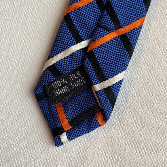 Raja of London Purple Grid Pattern Silk Tie - Picture 3 of 5